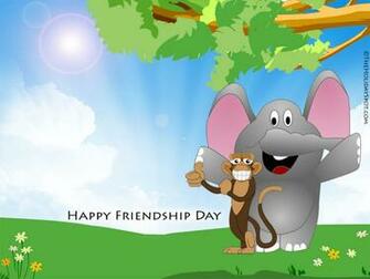 Two Animal Friends Wishing Happy Friendship Day