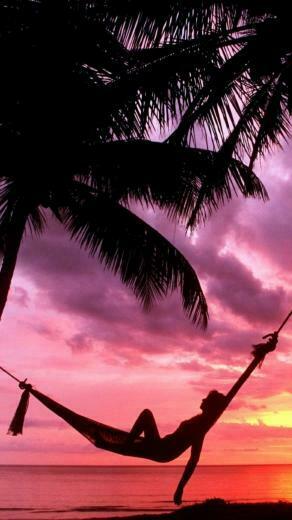 Sunset Beach Hammock Chillout Galaxy S4 Wallpaper