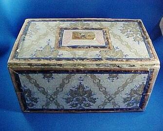 Antique C Wallpaper Box Home Made Reward Of Merit On Lid
