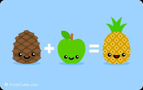 Pineapple Mathematics Joke Cute Comedy With Kawaii Fruit Cartoons