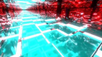 Cyan And Ruby Red Tunnels Wallpaper Active