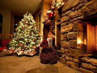 Wallpaper Christmas Tree Ornaments Fireplace