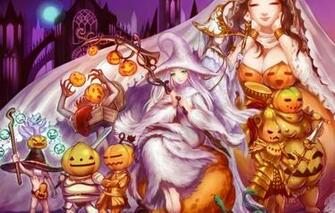 Wallpaper Chest Joy Smile Girls Holiday Pumpkin Art Dark