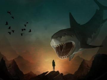 Silhouette Shark Art Mouth Teeth Predator Illusion
