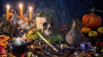 Desktop Wallpaper Skulls Leaf Pumpkin Halloween Pitcher
