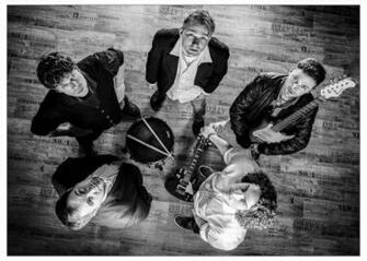 HD Wallpaper Grayscale Photography Of Five Man Looking Up Holding