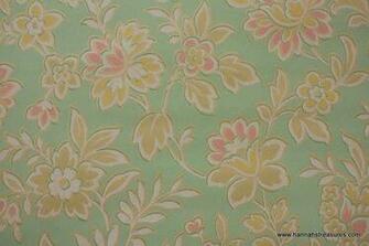 S Vintage Wallpaper Pink Green And Yellow By Hannahstreasures