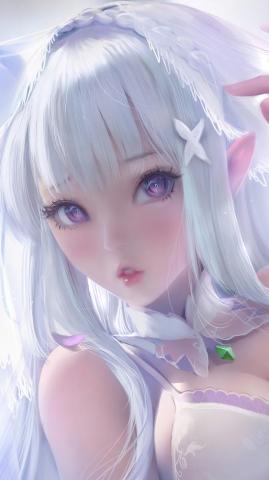 Anime Girl Beautiful Emilia Re Zero 4k Wallpaper