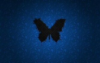 Black Butterfly In Blue Abstract Background Wide HD Wallpaper
