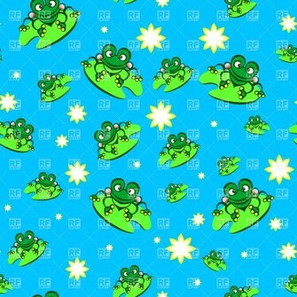 Cute Cartoon Frog Seamless Background Royalty Vector