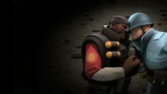 Two Man Character Digital Wallpaper Team Fortress Soldier