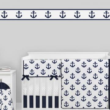 Navy Blue White Anchors Wallpaper Wall Border By Sweet Jojo