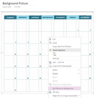 Set Picture As Background Button In Onenote Oh Eh