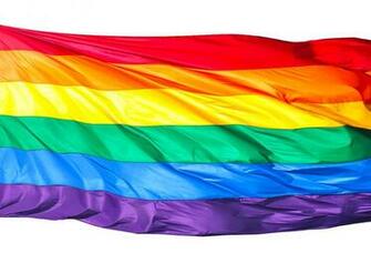Rainbow Flag On White Background Harvey Milk Plaza San Francisco