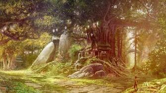 Love Tree House Forest Wallpaper
