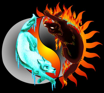 Ice Fire Wolf Yin Yang By Rainbowdogma