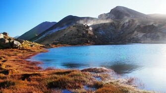 Lake New Zealand Mountains Emerald Nature Wallpaper Background