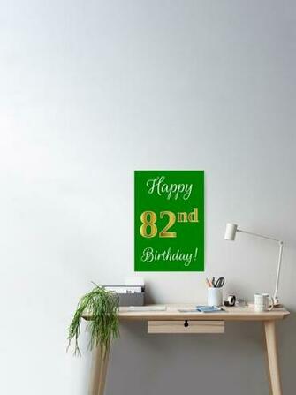 Elegant Faux Gold Look Number Happy 82nd BirtHDay Green