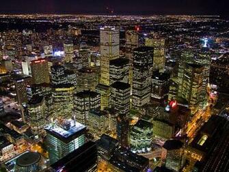 Toronto City Financial District At Night Wallpaper