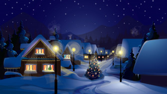 Winter Over The Village HDtv Wallpaper