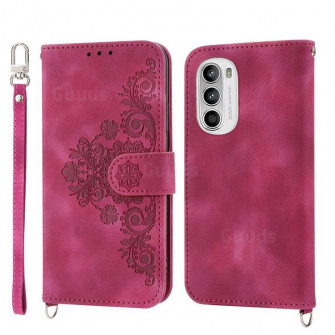 Skin Feel Embossed Lace Flower Multiple Card Slots Leather Wallet