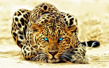 3d Image Of A Neon Leopard Phone Background