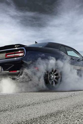 Black Dodge Challenger Srt Hellcat Burnout Wallpaper For iPhone