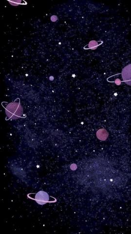 Cartoon Image Of Different Planets And Stars On Dark Aesthetic