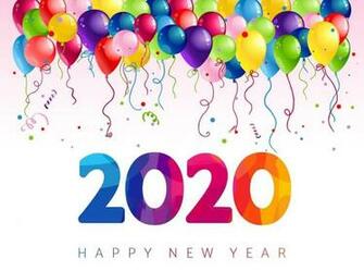 Happy New Year Colorful Balloons Wallpaper Background Image