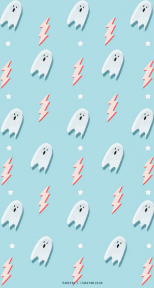 Preppy Halloween Wallpaper Ideas Ghost Lighting Blue