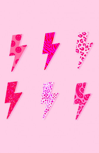 Lightning Bolt Pink Preppy Wallpaper Wall Collage