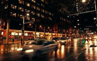 Wallpaper City Night Street Lights Cars HD Background