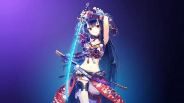 Anime Girls Red Eyes Gradient Simple Background Blue Hair