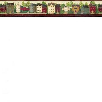 Red Main Street Wallpaper Border Rustic Country Primitive
