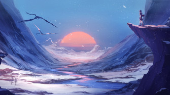 Wallpaper 4k Dragon Winter Snow Anime Manga