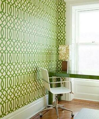 The Iconic Green And White Kelly Wearstler Imperial Trellis Wallpaper
