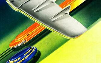 Graphic Retro Streamlined Art Deco Vintage Airbrush Futuristic Space