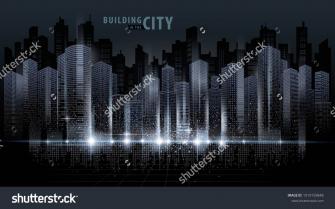 Abstract Futuristic City Vector Digital Cityscape Background