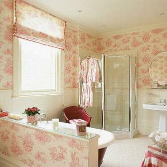 Toile Wallpaper Red Blue