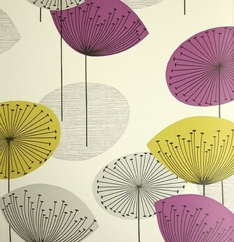 Dandelion Clocks Wallpaper In Silver Gold And Mauve