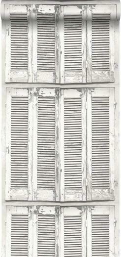 Wallpaper Weathered Wooden French Vintage Louvre Shutters Light
