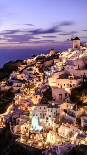 Oia By Night Santorini In Travel Greece Wallpaper