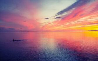 Beautiful Sunset At Sea Wallpaper Stock