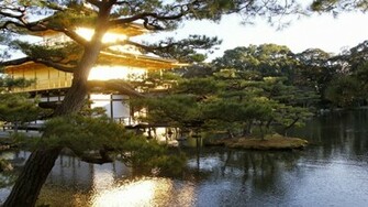 Japan Mansion Water Garden Trees Wallpaper Background 4k Ultra HD