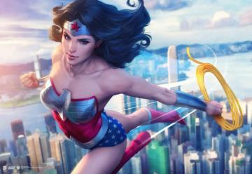 Wallpaper Anime Artwork Blue Wonder Woman Dc Comics Artgerm