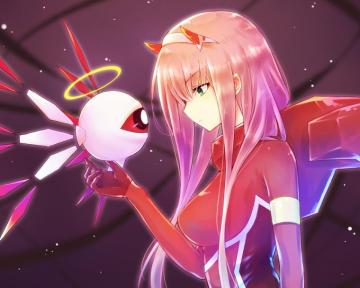 Wallpaper Anime Girl Robot Zero Two Long