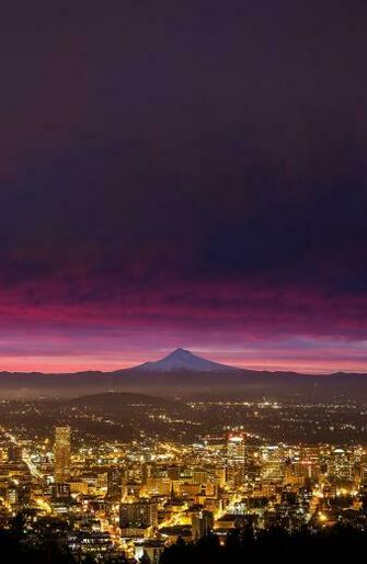 Portland Sunrise Summer Tripzz Lit Wallpaper Cityscape