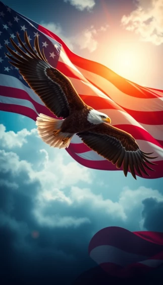 American Flag With Eagle Wallpaper