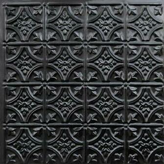 Faux Tin Ceiling Tile Glue Up Black Wallpaper