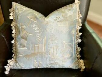 Fabricut Cuthbert Toile Silk With Scalamandre Trim Accent
